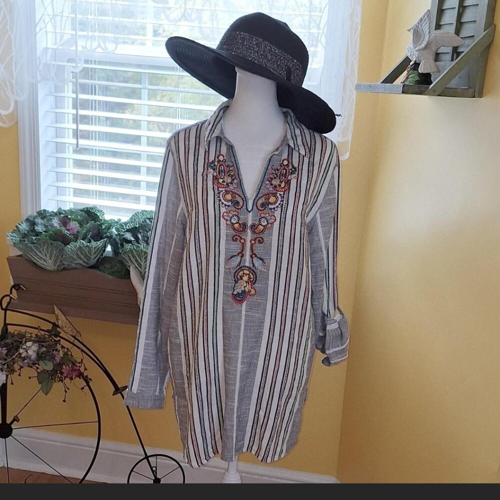 SOFT SURROUNDINGS, WOMENS TUNIC TOP, SIZE MEDIUM